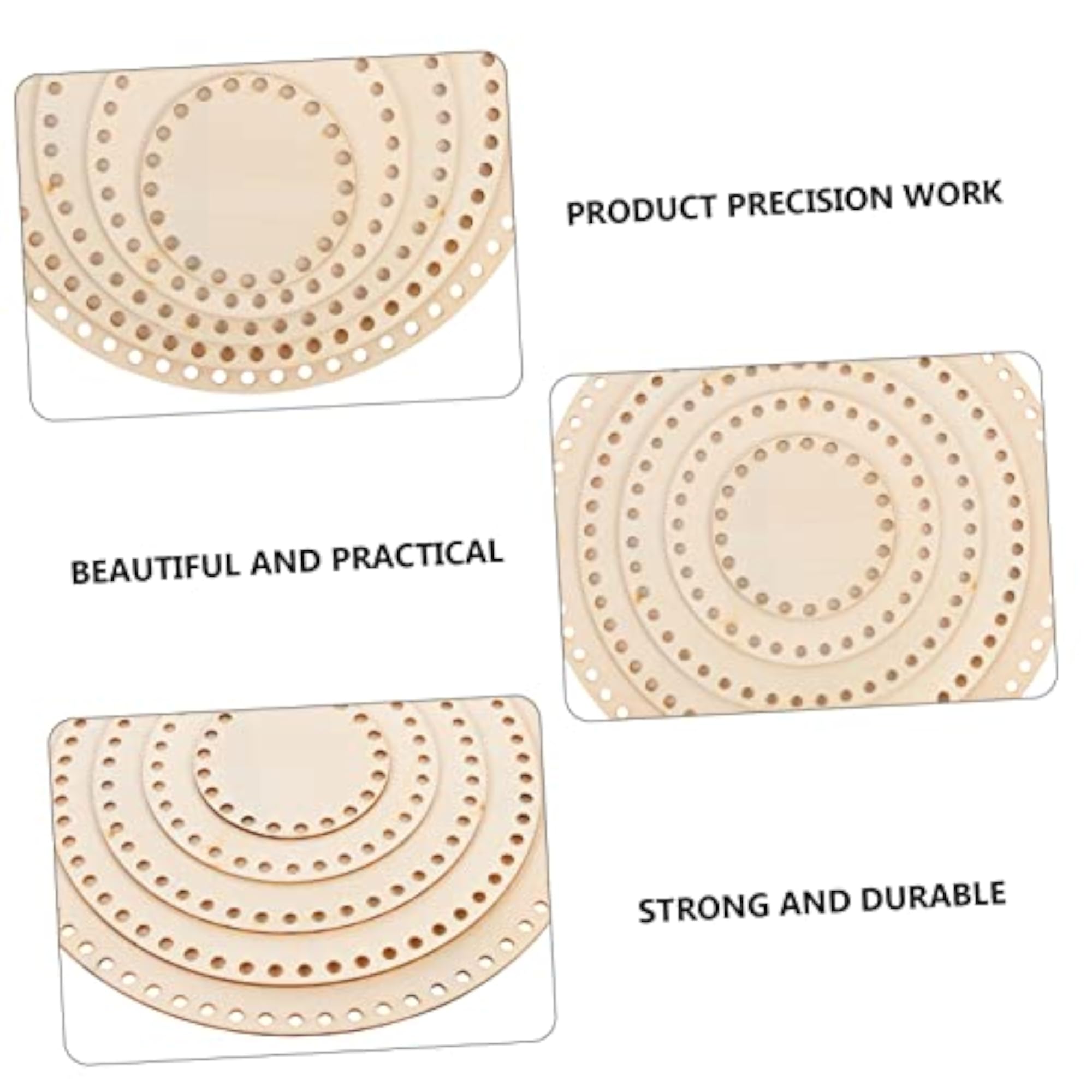 5pcs Round Wooden Basket Base Set for DIY